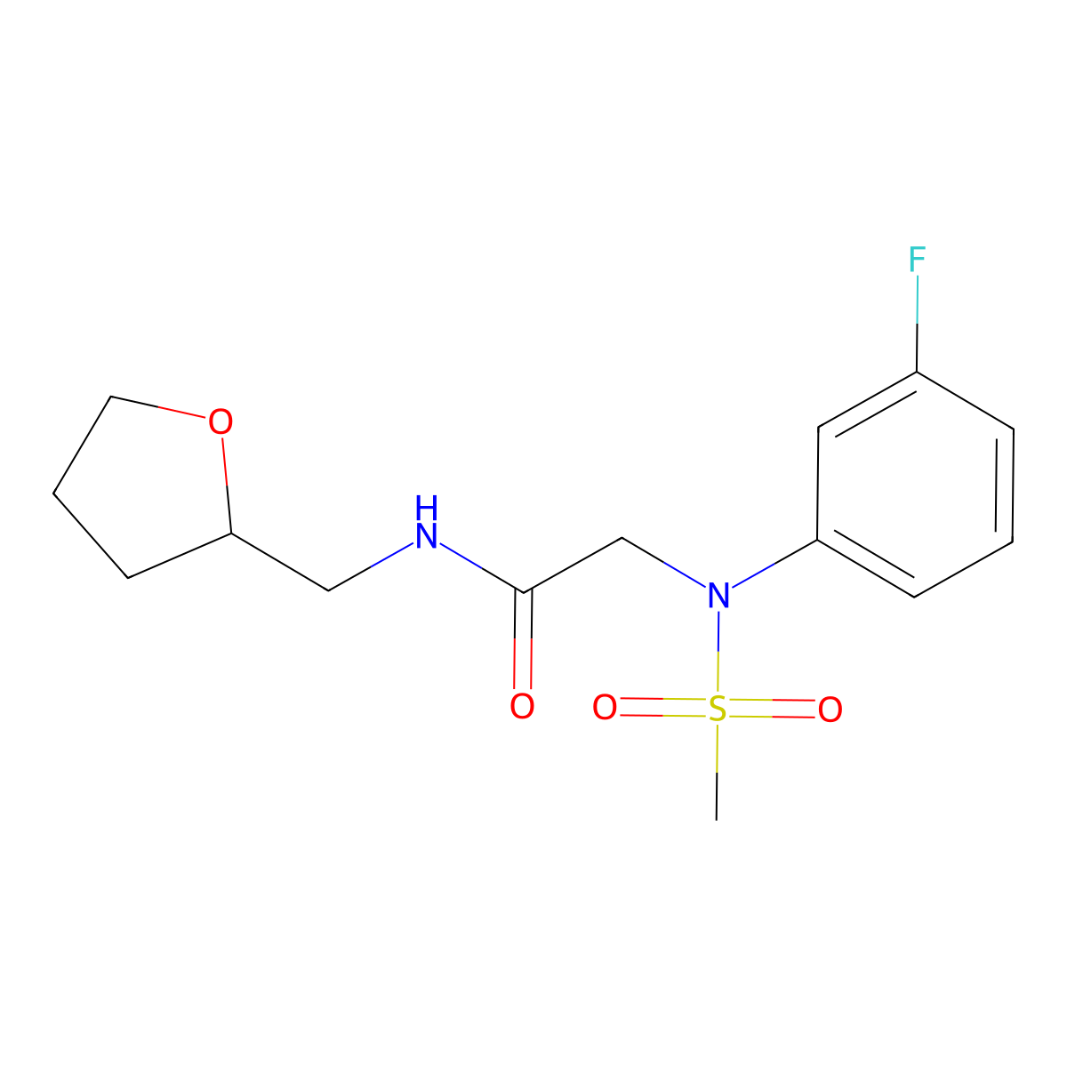 2-(3-fluoro-N-methylsulfonylanilino)-N-(oxolan-2-ylmethyl)acetamide molecular structure, CAS 586983-88-2