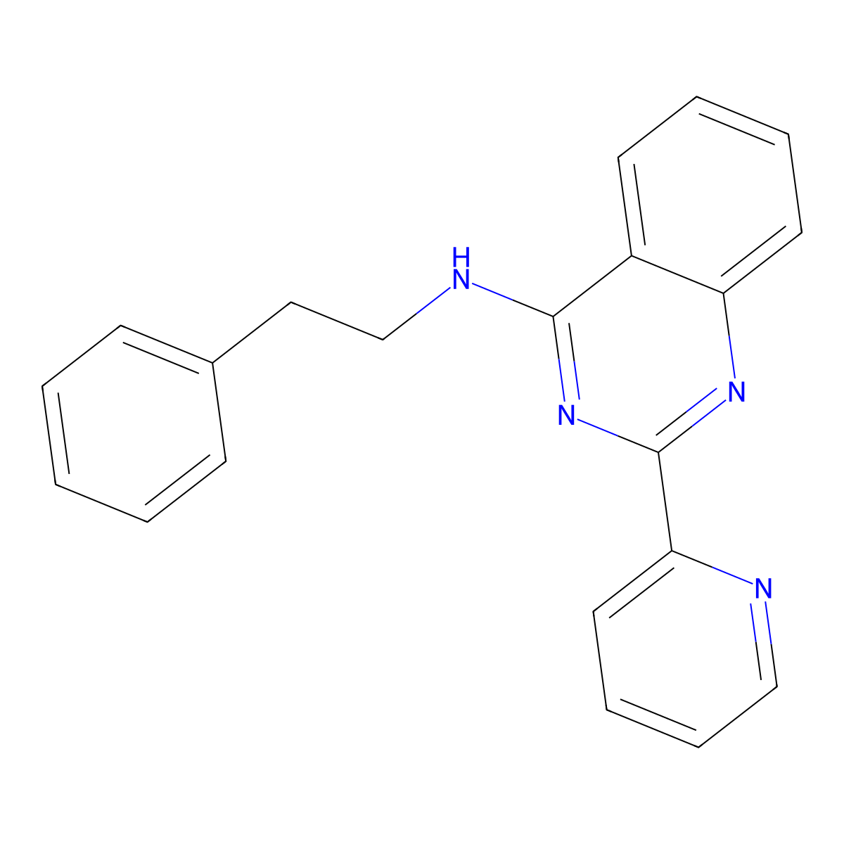 Phenethyl-(2-pyridin-2-yl-quinazolin-4-yl)-amine molecular structure, CAS 586984-06-7