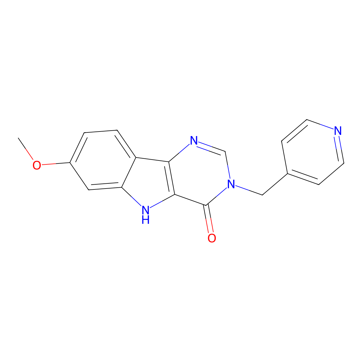 7-methoxy-3-(pyridin-4-ylmethyl)-5H-pyrimido[5,4-b]indol-4-one molecular structure, CAS 586984-17-0