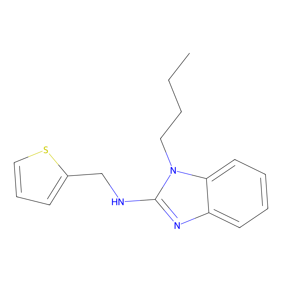 1-butyl-N-(thiophen-2-ylmethyl)benzimidazol-2-amine molecular structure, CAS 586984-60-3