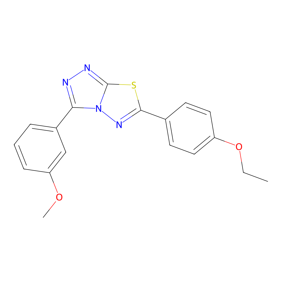 6-(4-Ethoxyphenyl)-3-(3-methoxyphenyl)-[1,2,4]triazolo[3,4-b][1,3,4]thiadiazole molecular structure, CAS 586984-63-6