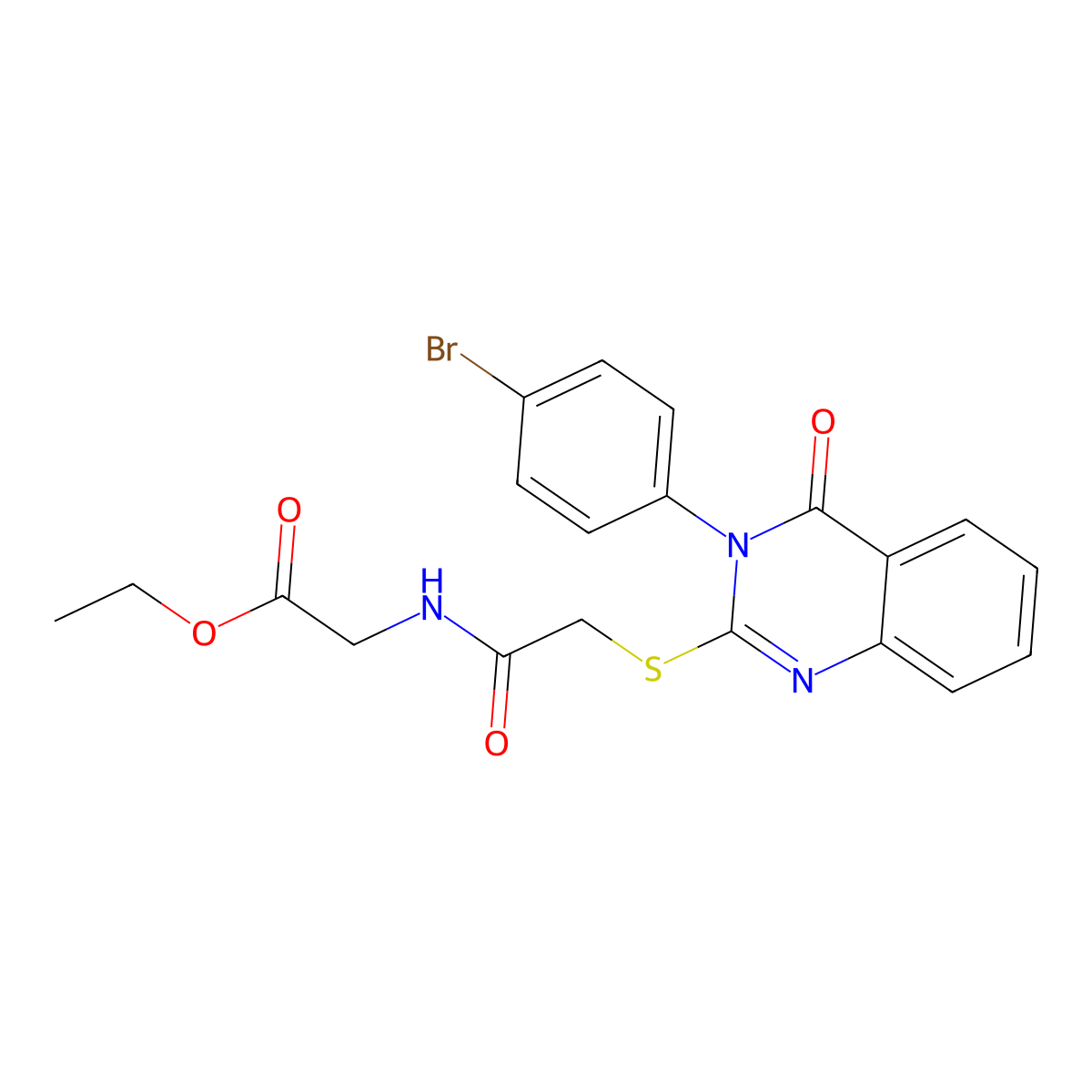 ET((((3-(4-BR-PH)-4-Oxo-3,4-dihydro-2-quinazolinyl)thio)acetyl)amino)acetate molecular structure, CAS 586984-78-3