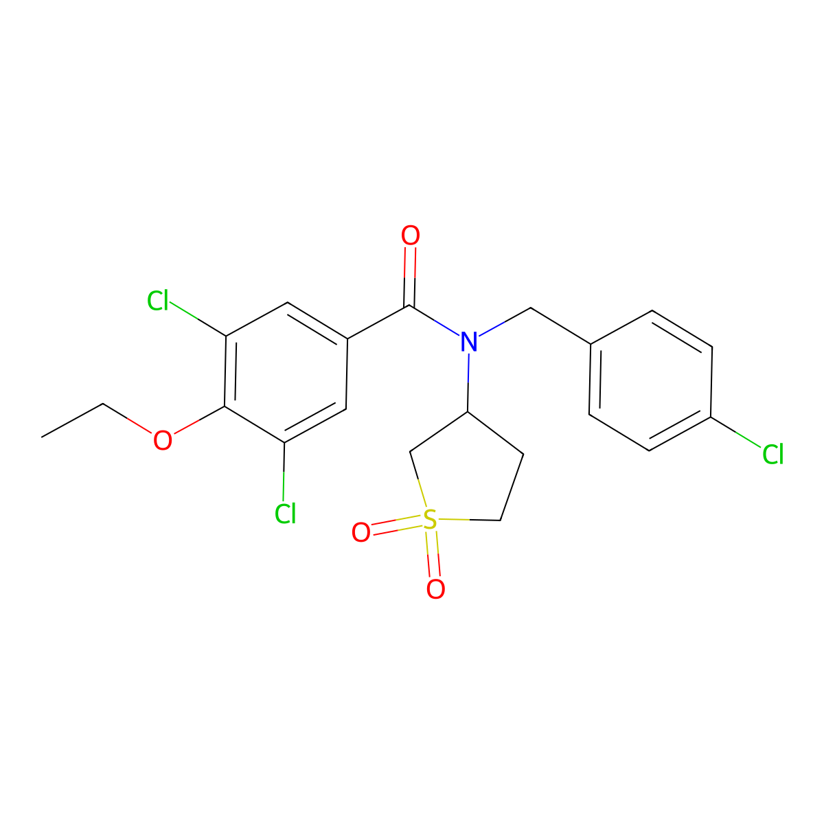 3,5-dichloro-N-(4-chlorobenzyl)-N-(1,1-dioxidotetrahydrothiophen-3-yl)-4-ethoxybenzamide molecular structure, CAS 586984-80-7