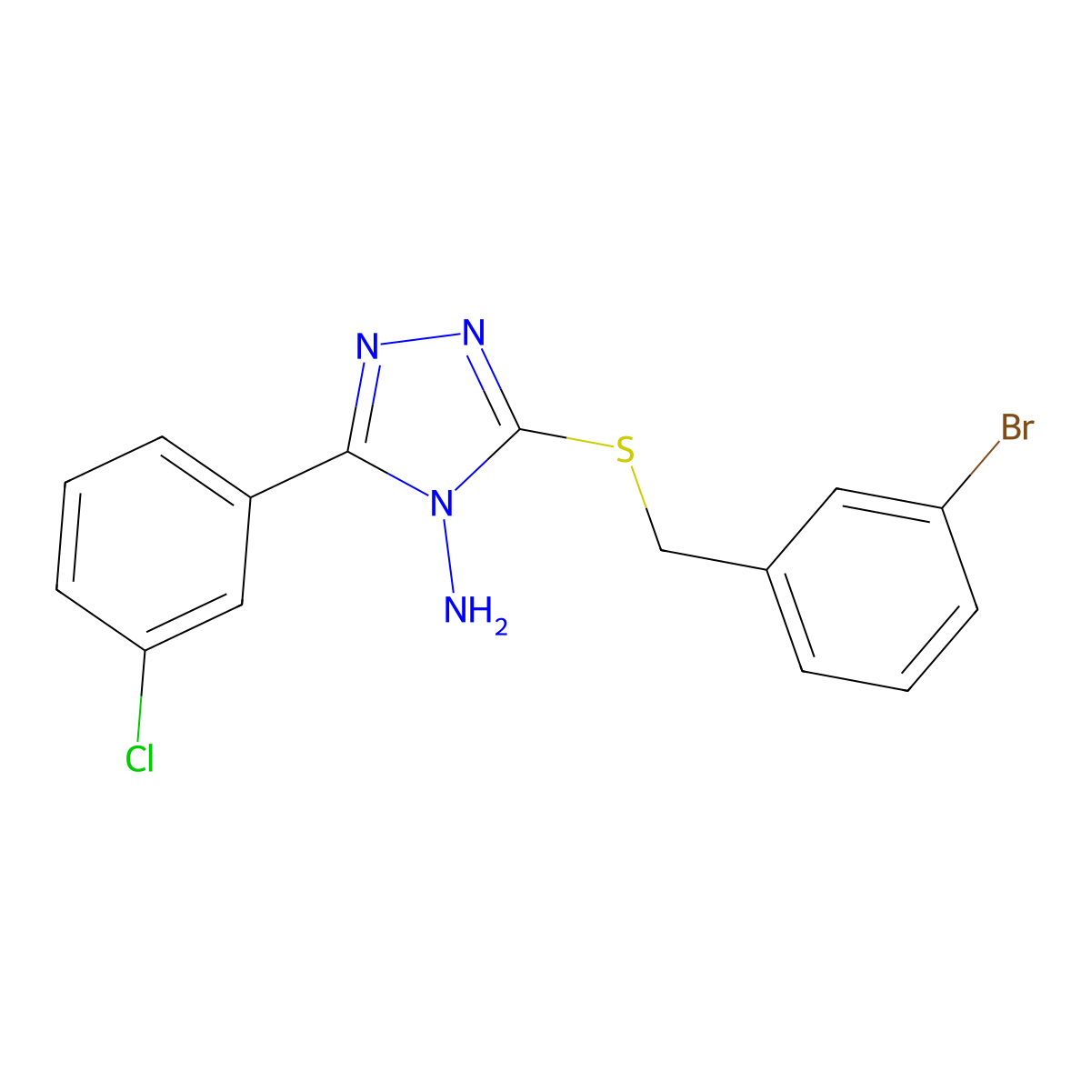 3-[(3-Bromophenyl)methylthio]-5-(3-chlorophenyl)-1,2,4-triazole-4-ylamine molecular structure, CAS 586984-95-4