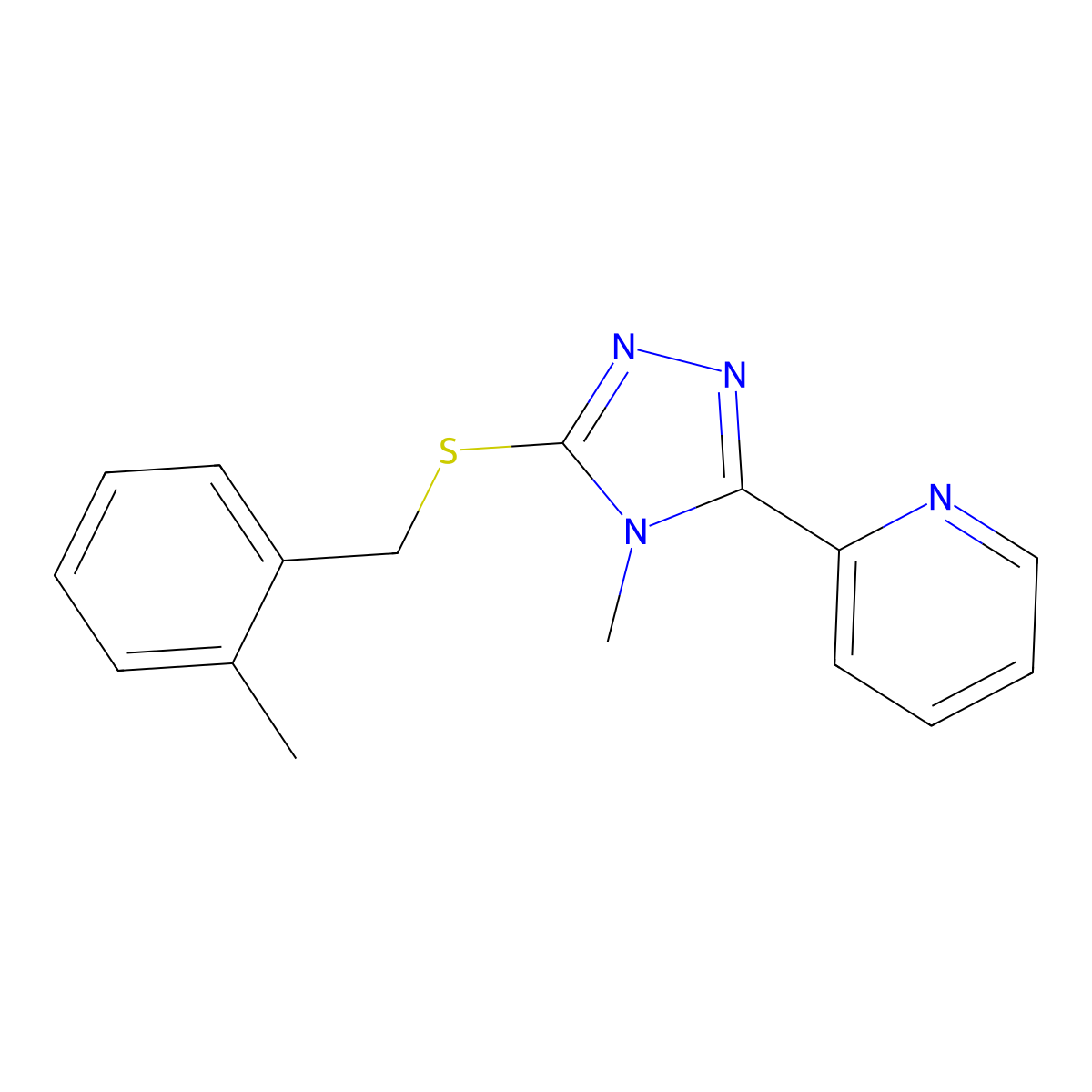 2-{4-methyl-5-[(2-methylbenzyl)sulfanyl]-4H-1,2,4-triazol-3-yl}pyridine molecular structure, CAS 586985-81-1