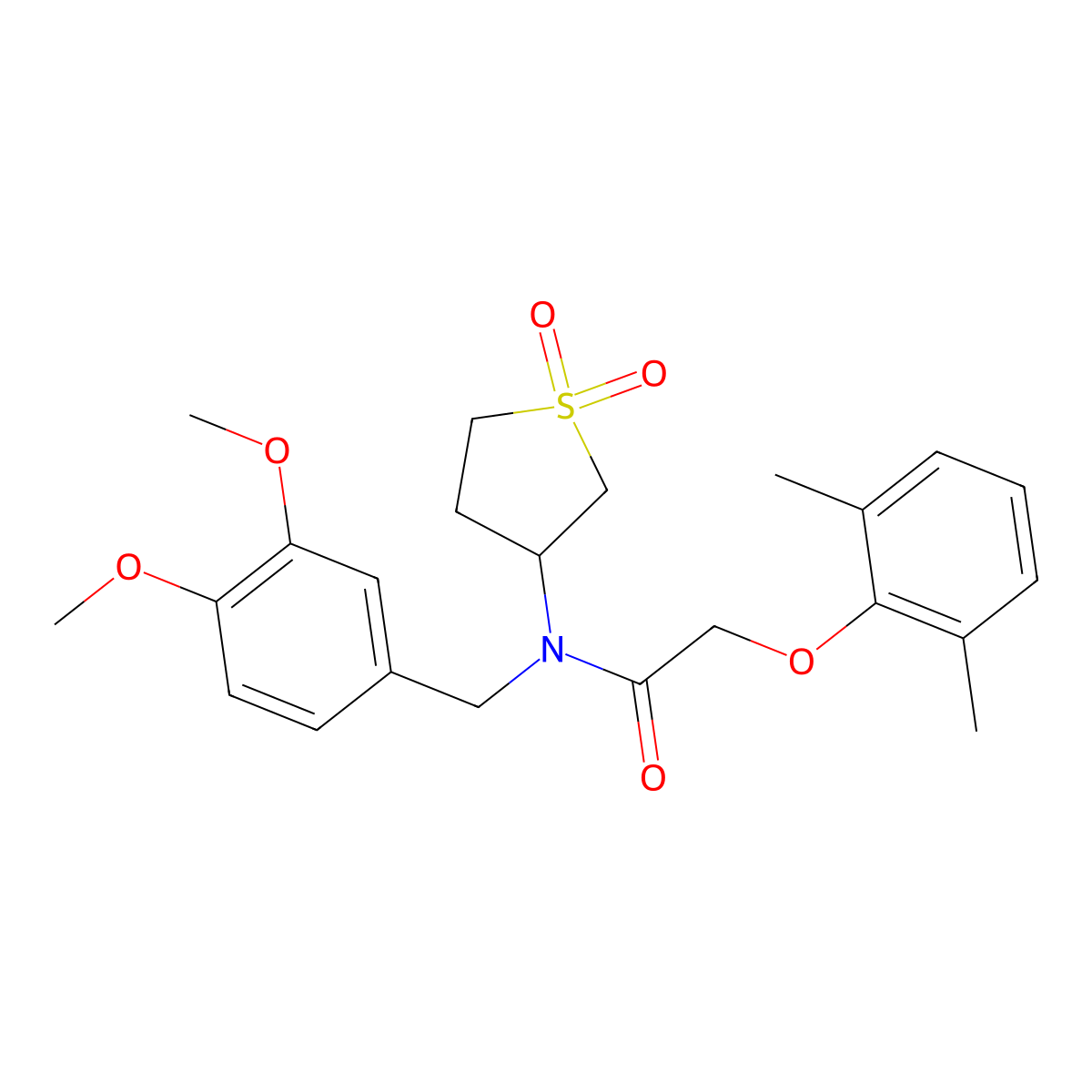 N-(3,4-dimethoxybenzyl)-2-(2,6-dimethylphenoxy)-N-(1,1-dioxidotetrahydrothiophen-3-yl)acetamide molecular structure, CAS 586985-85-5