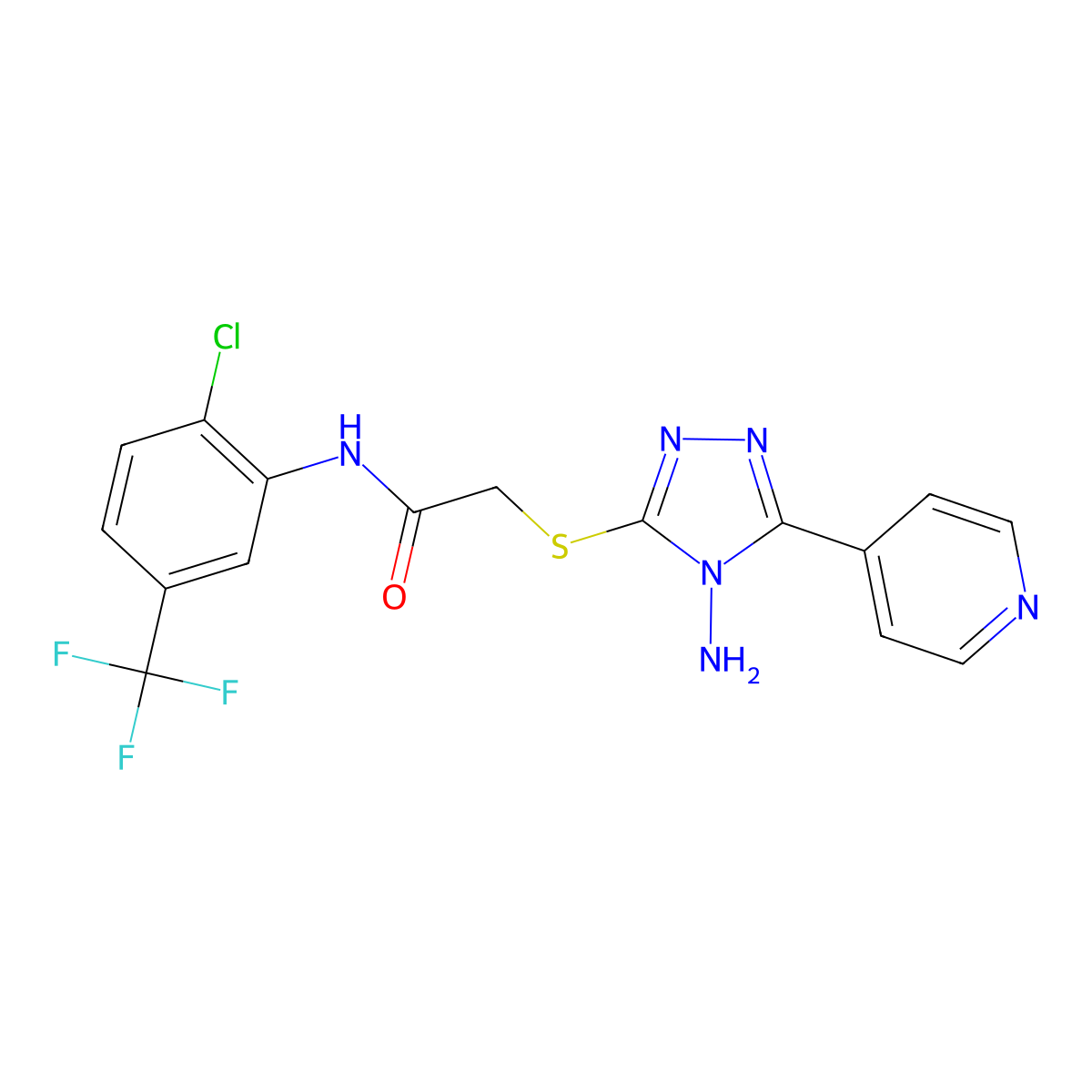 2-((4-amino-5-(pyridin-4-yl)-4H-1,2,4-triazol-3-yl)thio)-N-(2-chloro-5-(trifluoromethyl)phenyl)acetamide molecular structure, CAS 586985-98-0