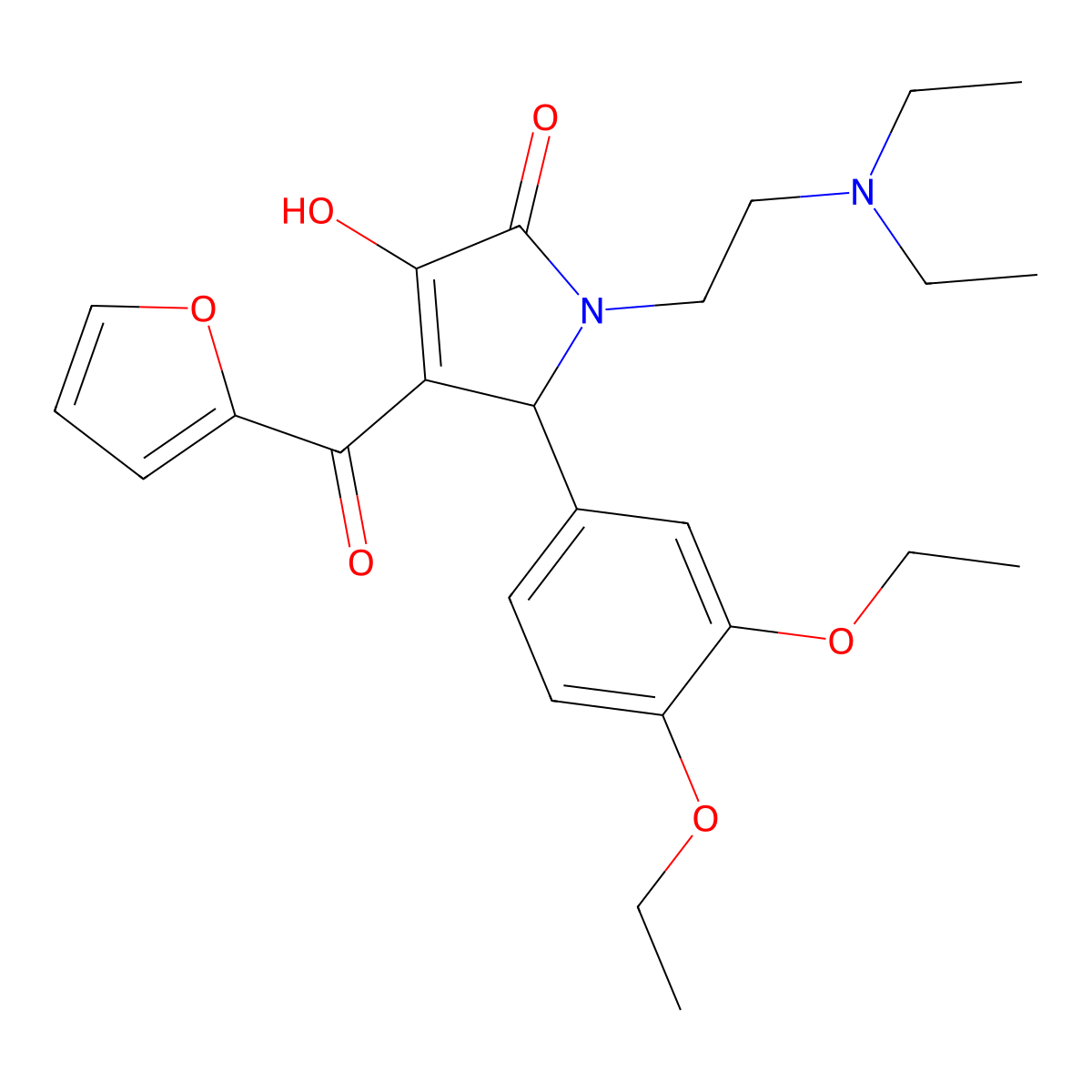 5-(3,4-Diethoxyphenyl)-1-[2-(diethylamino)ethyl]-4-(2-furylcarbonyl)-3-hydroxy-3-pyrrolin-2-one molecular structure, CAS 586986-15-4
