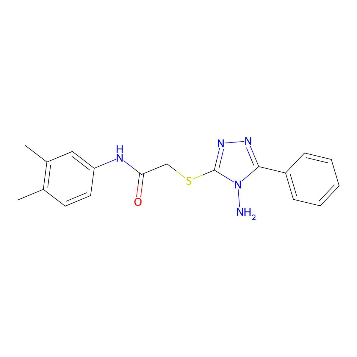 2-((4-amino-5-phenyl-4H-1,2,4-triazol-3-yl)thio)-N-(3,4-dimethylphenyl)acetamide molecular structure, CAS 586986-51-8