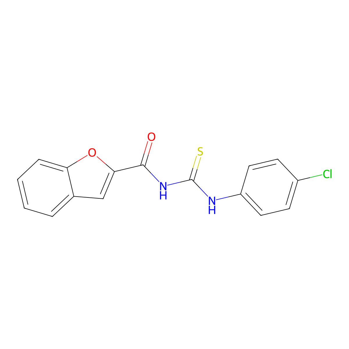 N-[(4-chlorophenyl)carbamothioyl]-1-benzofuran-2-carboxamide molecular structure, CAS 586986-56-3