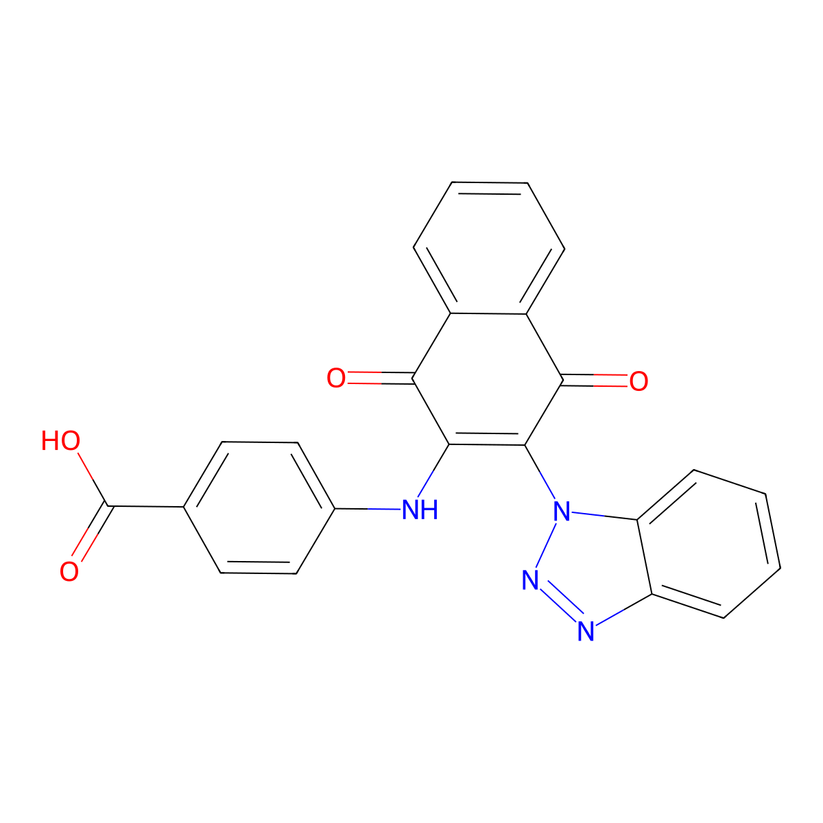 4-[[3-(Benzotriazol-1-yl)-1,4-dioxonaphthalen-2-yl]amino]benzoic acid molecular structure, CAS 586986-62-1