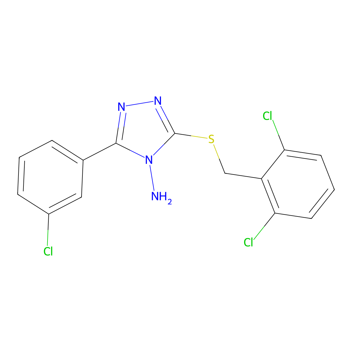 3-[(2,6-Dichlorophenyl)methylthio]-5-(3-chlorophenyl)-1,2,4-triazole-4-ylamine molecular structure, CAS 586986-66-5