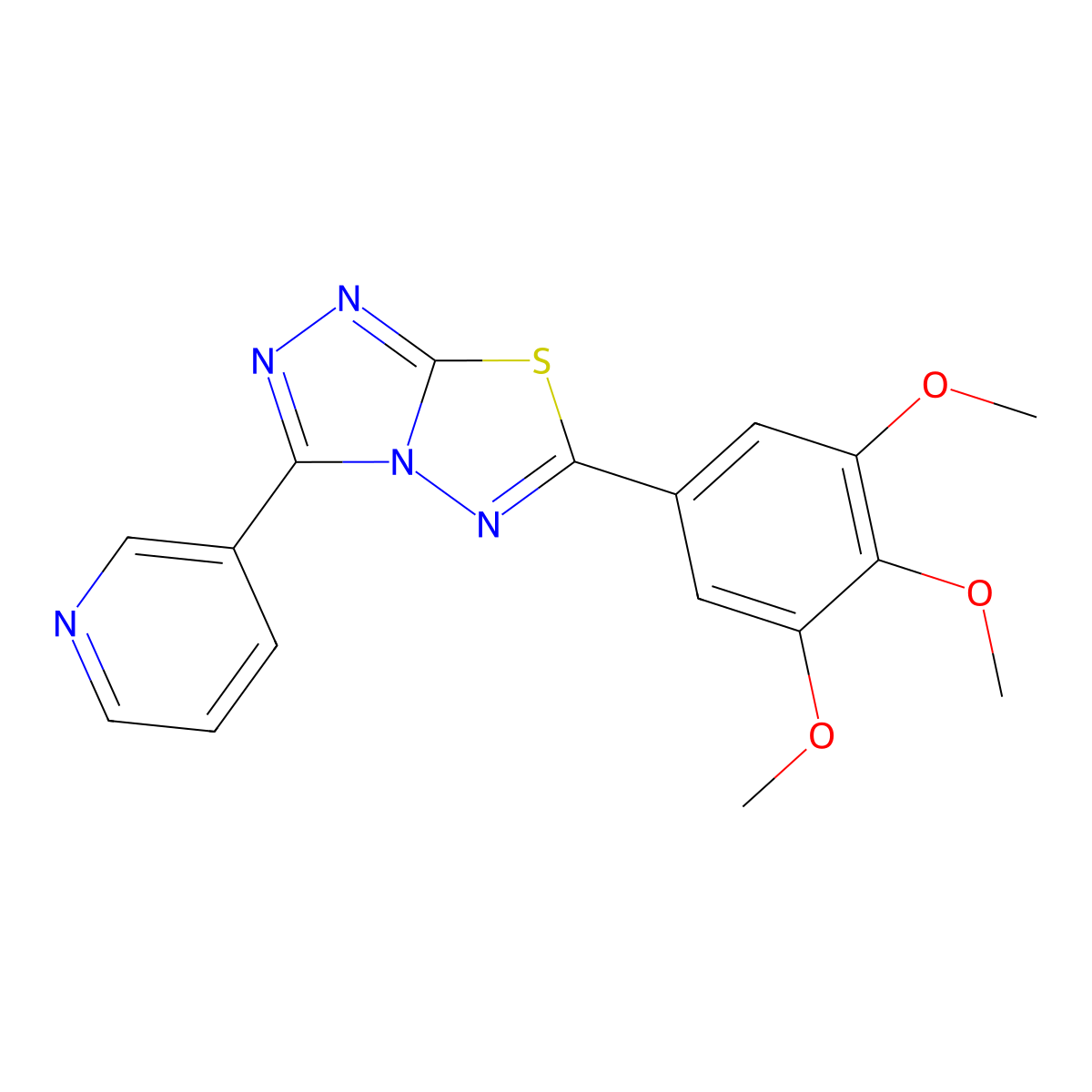3-Pyridin-3-yl-6-(3,4,5-trimethoxyphenyl)-[1,2,4]triazolo[3,4-b][1,3,4]thiadiazole molecular structure, CAS 586986-68-7