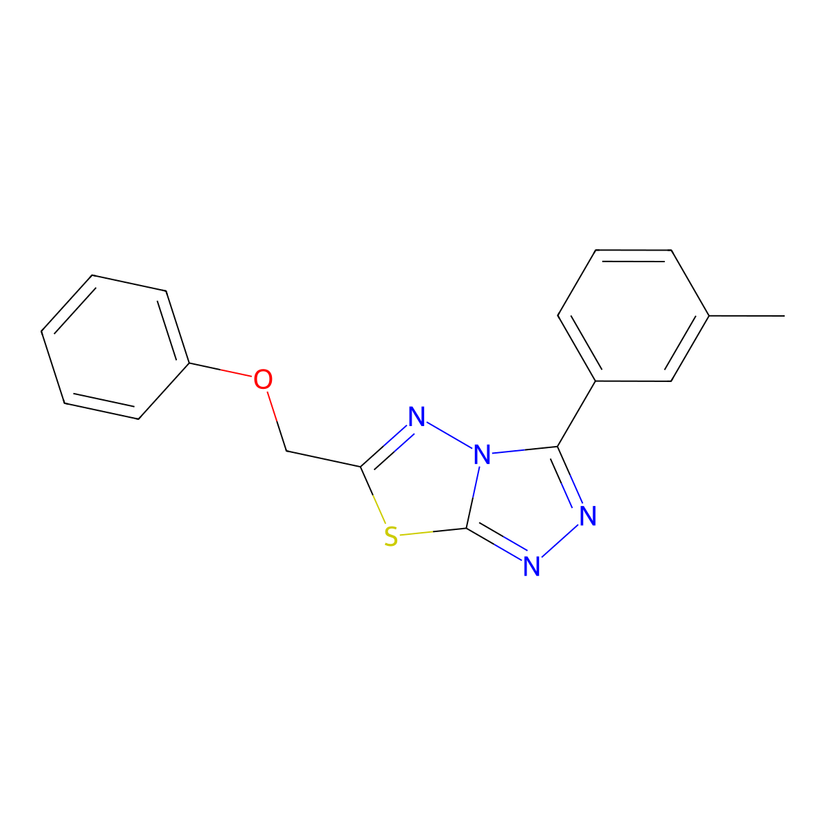 3-(3-Methylphenyl)-6-(phenoxymethyl)-[1,2,4]triazolo[3,4-b][1,3,4]thiadiazole molecular structure, CAS 586986-78-9