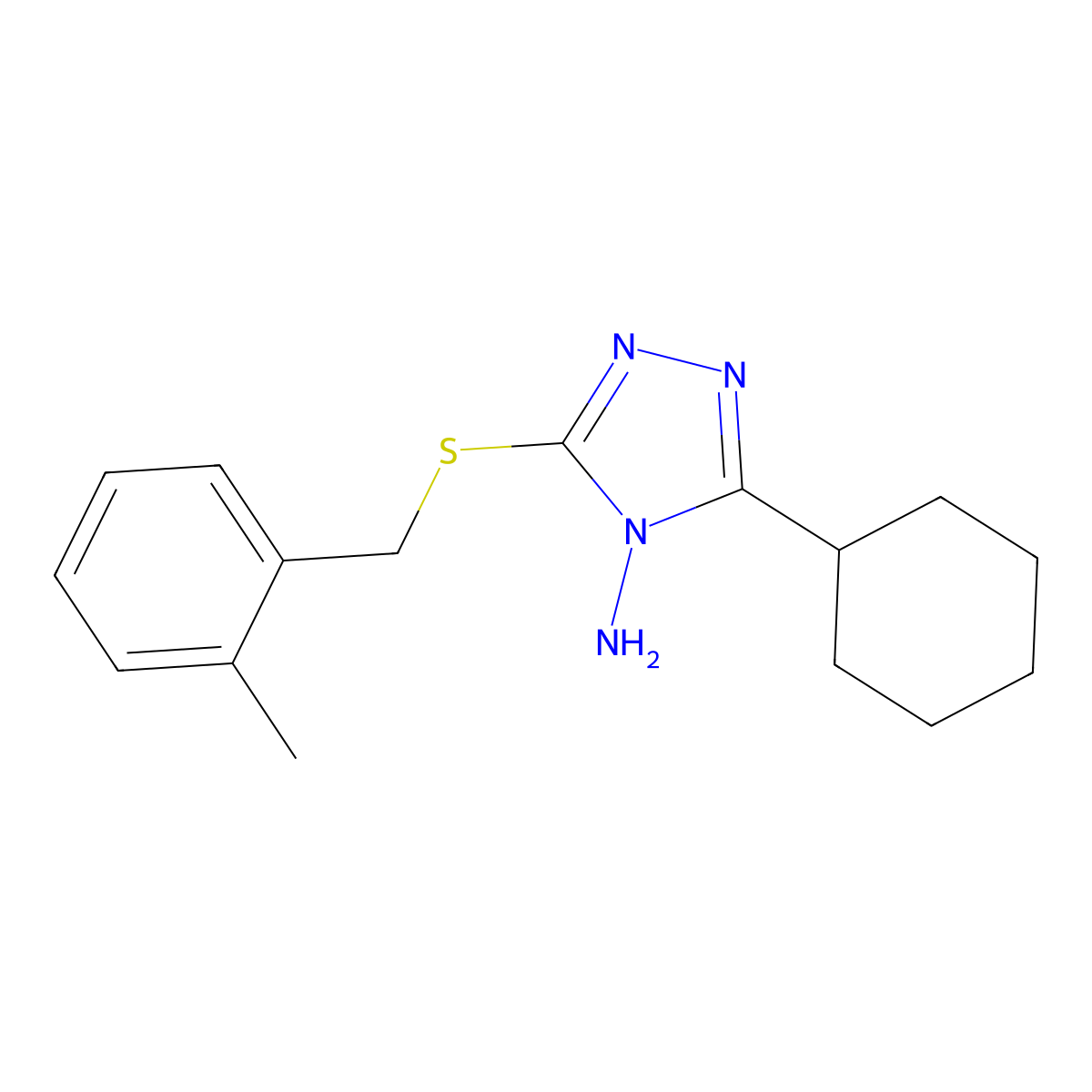 3-cyclohexyl-5-[(2-methylbenzyl)sulfanyl]-4H-1,2,4-triazol-4-amine molecular structure, CAS 586986-92-7