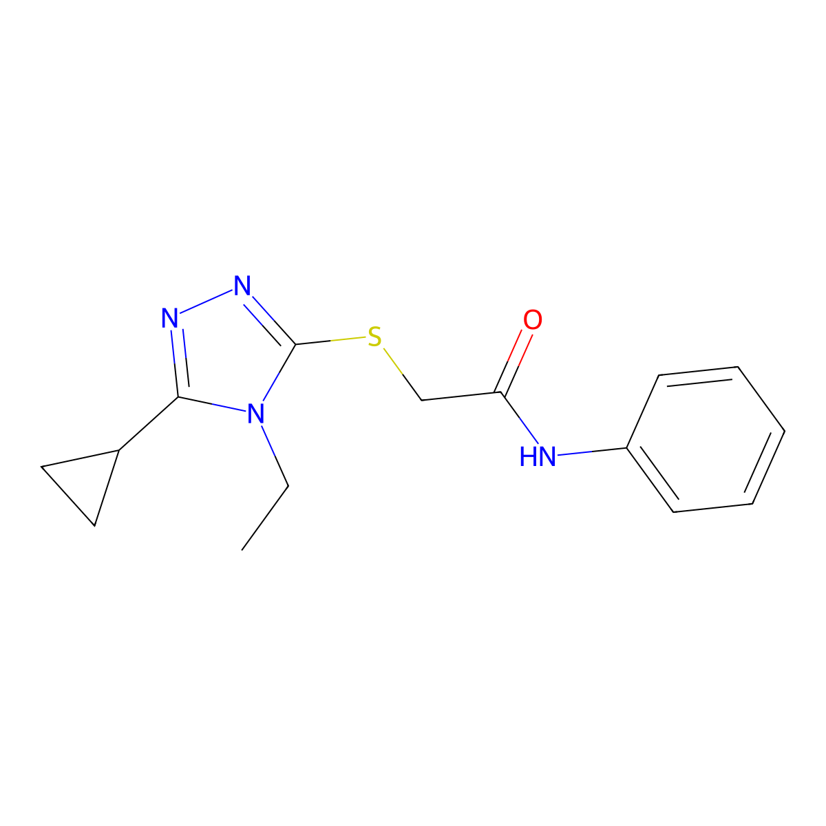 2-[(5-cyclopropyl-4-ethyl-1,2,4-triazol-3-yl)sulfanyl]-N-phenylacetamide molecular structure, CAS 586987-02-2