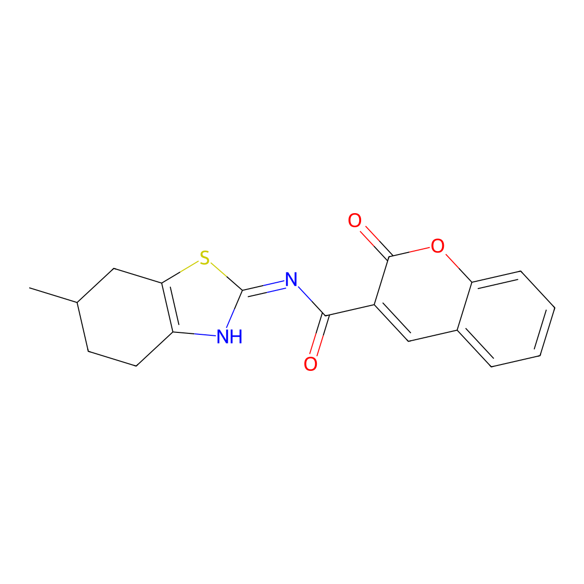N-(6-methyl-4,5,6,7-tetrahydro-1,3-benzothiazol-2-yl)-2-oxochromene-3-carboxamide molecular structure, CAS 586987-21-5