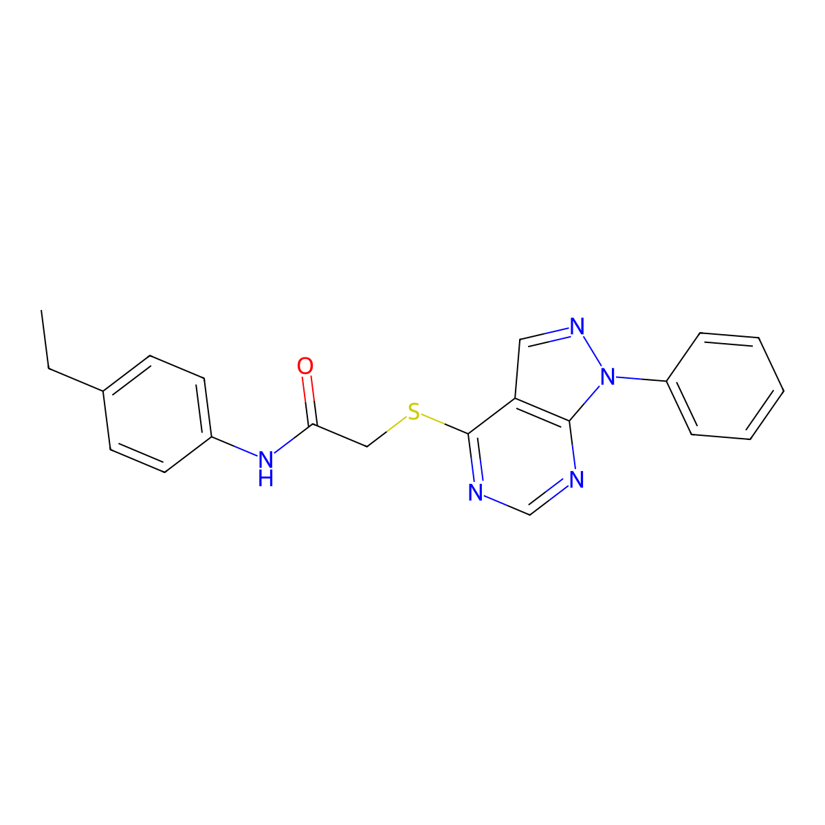 N-(4-ethylphenyl)-2-(1-phenylpyrazolo[3,4-d]pyrimidin-4-yl)sulfanylacetamide molecular structure, CAS 586987-43-1