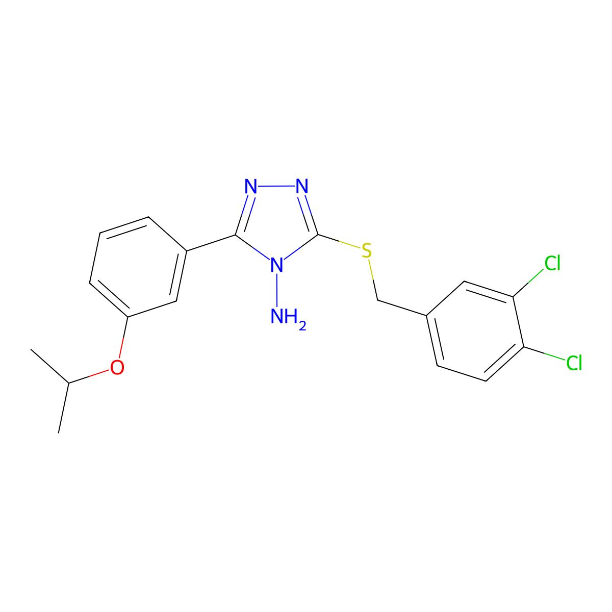 3-[(3,4-dichlorobenzyl)sulfanyl]-5-[3-(propan-2-yloxy)phenyl]-4H-1,2,4-triazol-4-amine molecular structure, CAS 586987-80-6