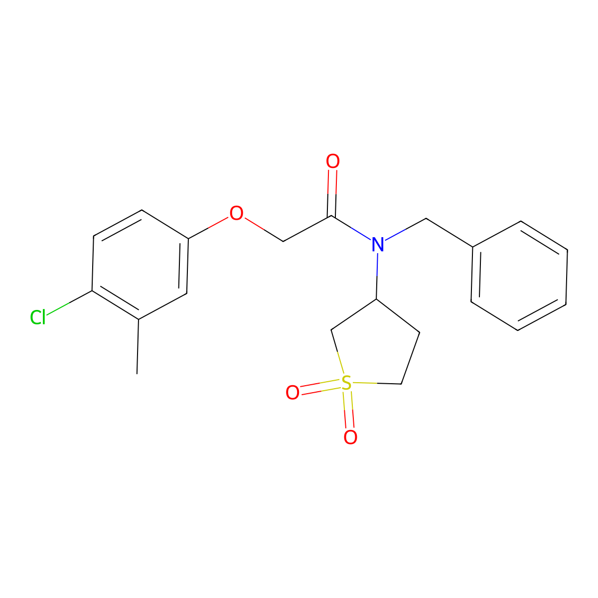 N-benzyl-2-(4-chloro-3-methylphenoxy)-N-(1,1-dioxidotetrahydrothiophen-3-yl)acetamide molecular structure, CAS 586987-85-1