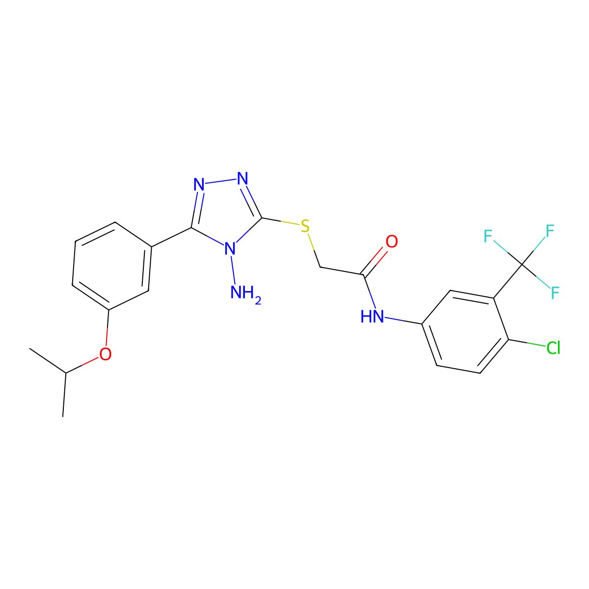 2-{4-amino-5-[3-(methylethoxy)phenyl](1,2,4-triazol-3-ylthio)}-N-[4-chloro-3-(trifluoromethyl)phenyl]acetamide molecular structure, CAS 586987-87-3