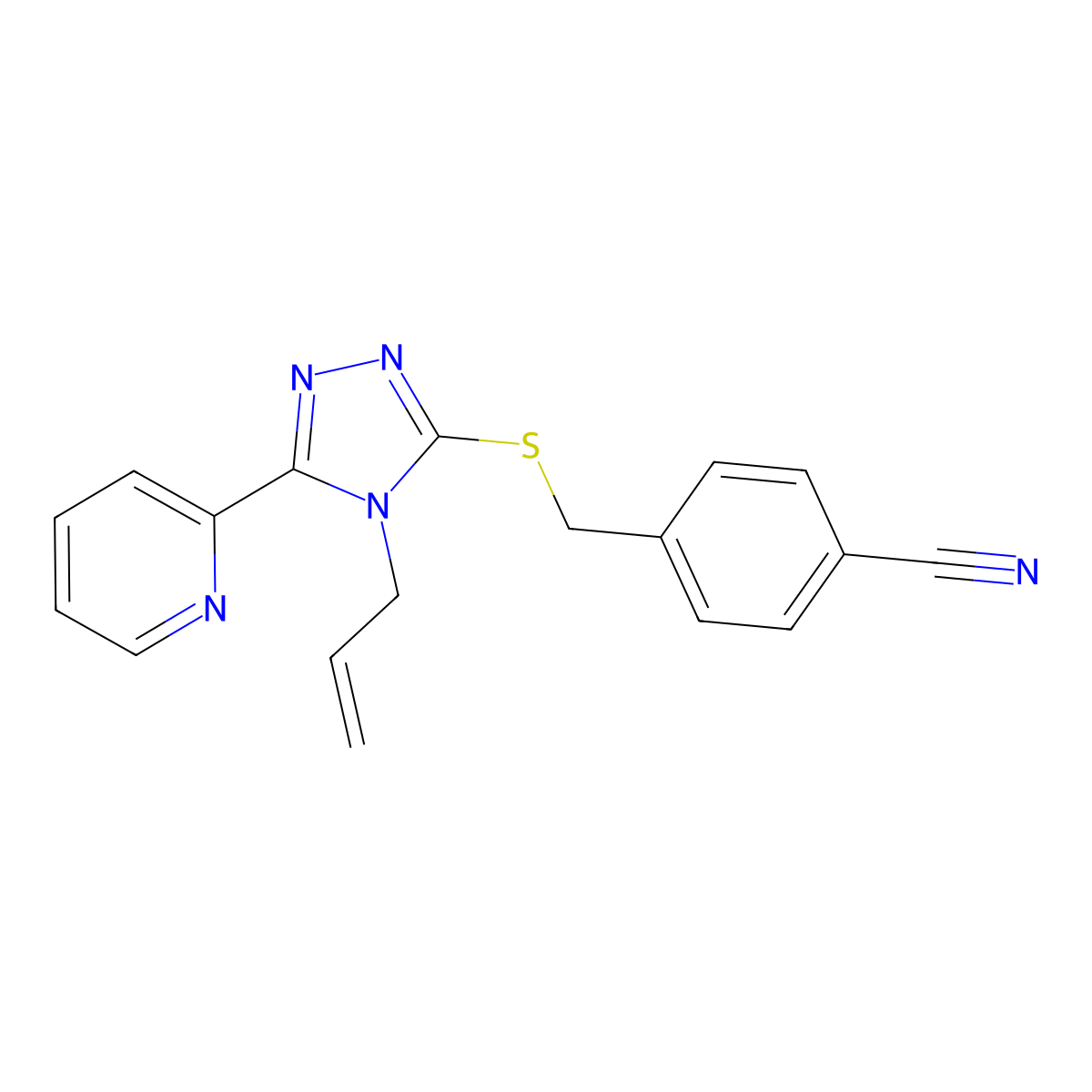 4-(((4-Allyl-5-(2-pyridinyl)-4H-1,2,4-triazol-3-YL)thio)methyl)benzonitrile molecular structure, CAS 586988-05-8