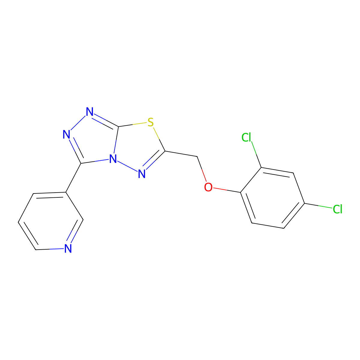 6-[(2,4-Dichlorophenoxy)methyl]-3-pyridin-3-yl-[1,2,4]triazolo[3,4-b][1,3,4]thiadiazole molecular structure, CAS 586988-20-7