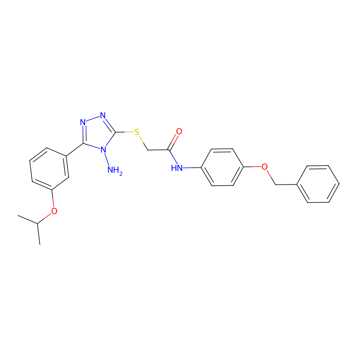 2-({4-amino-5-[3-(propan-2-yloxy)phenyl]-4H-1,2,4-triazol-3-yl}sulfanyl)-N-[4-(benzyloxy)phenyl]acetamide molecular structure, CAS 586988-35-4