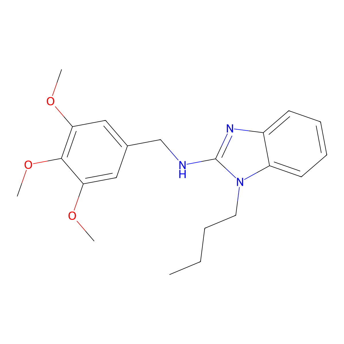 1-butyl-N-[(3,4,5-trimethoxyphenyl)methyl]benzimidazol-2-amine molecular structure, CAS 586988-60-5