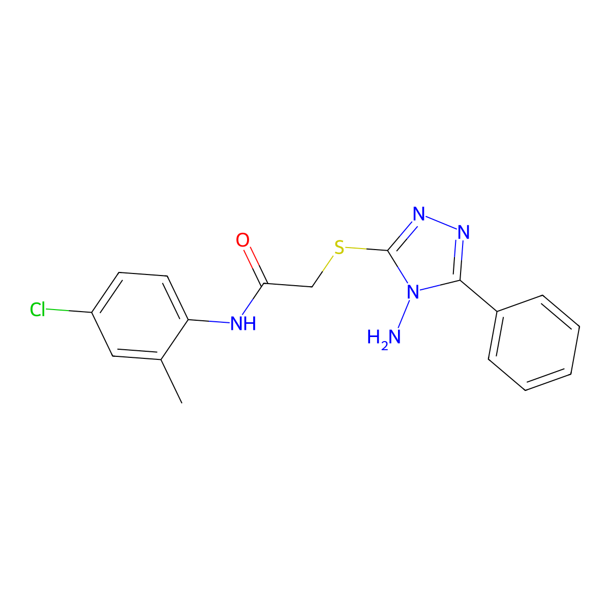 2-(4-amino-5-phenyl(1,2,4-triazol-3-ylthio))-N-(4-chloro-2-methylphenyl)acetam ide molecular structure, CAS 586988-83-2