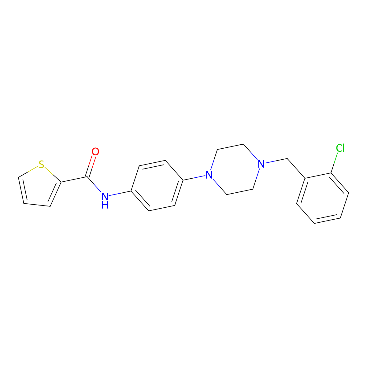 N-[4-[4-[(2-chlorophenyl)methyl]piperazin-1-yl]phenyl]thiophene-2-carboxamide molecular structure, CAS 586989-21-1