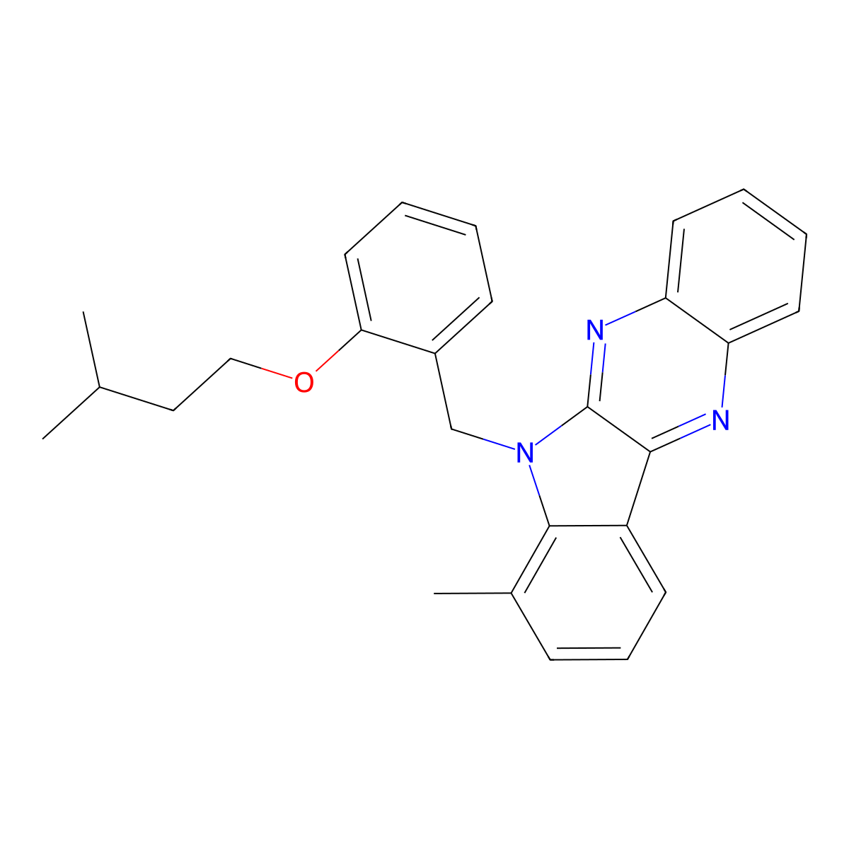 7-methyl-6-[2-(3-methylbutoxy)benzyl]-6H-indolo[2,3-b]quinoxaline molecular structure, CAS 586989-24-4