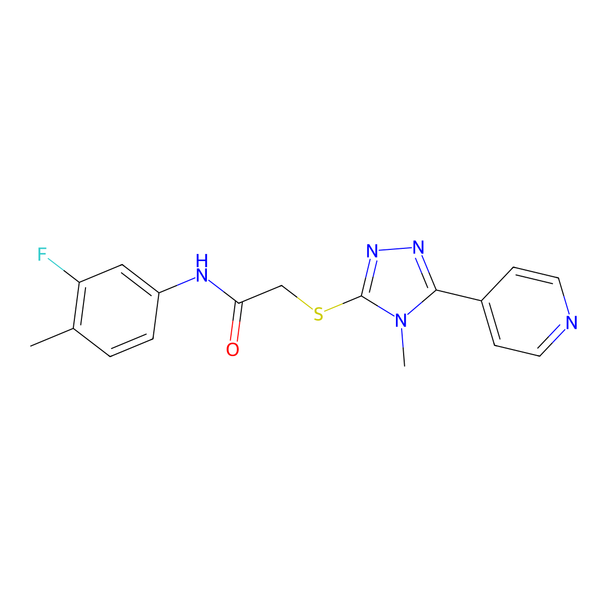 N-(3-fluoro-4-methylphenyl)-2-{[4-methyl-5-(pyridin-4-yl)-4H-1,2,4-triazol-3-yl]sulfanyl}acetamide molecular structure, CAS 586989-27-7