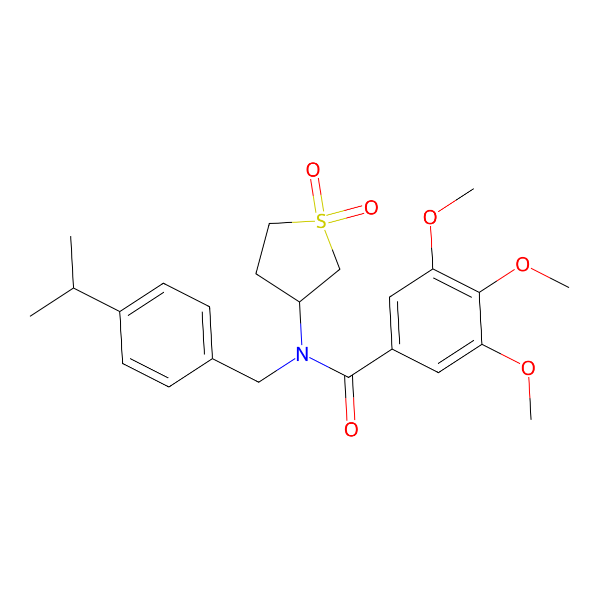 N-(1,1-dioxidotetrahydrothiophen-3-yl)-3,4,5-trimethoxy-N-[4-(propan-2-yl)benzyl]benzamide molecular structure, CAS 586989-47-1