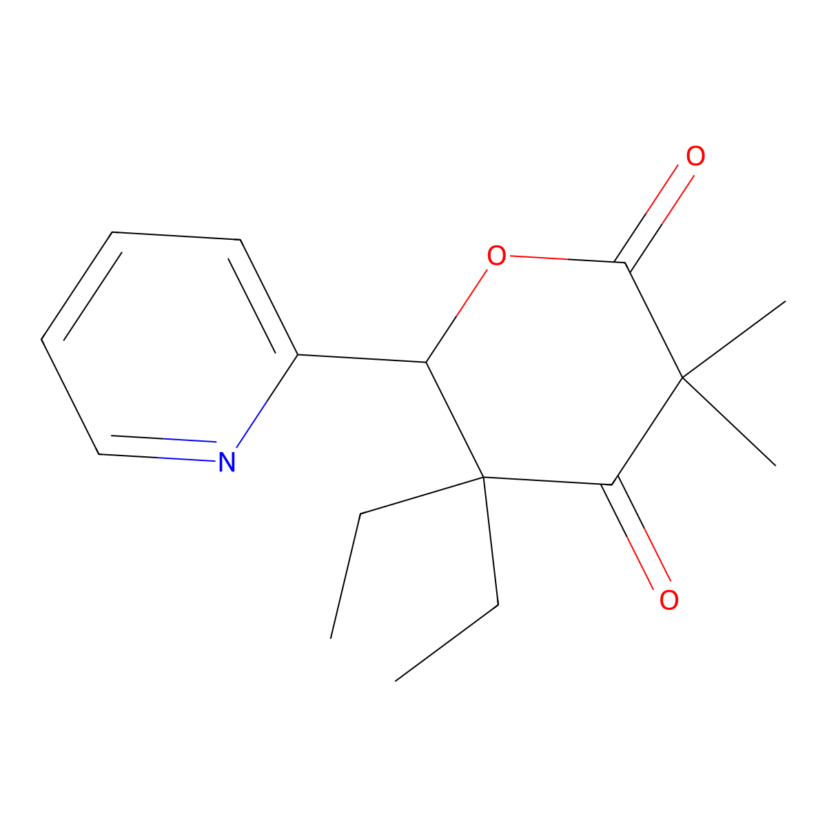 5,5-Diethyl-3,3-dimethyl-6-pyridin-2-yloxane-2,4-dione molecular structure, CAS 586989-77-7