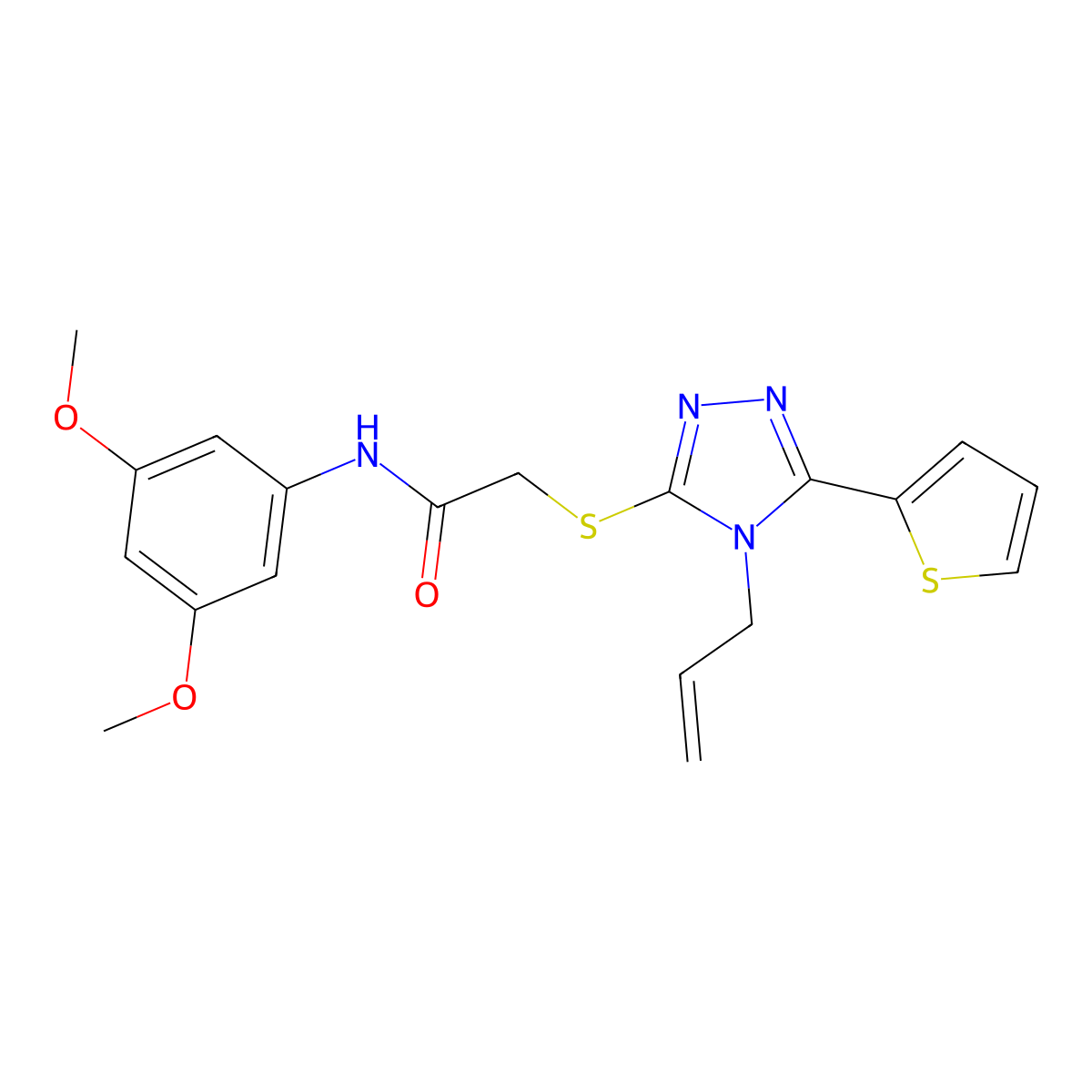 2-{[4-Allyl-5-(2-thienyl)-4H-1,2,4-triazol-3-YL]sulfanyl}-N-(3,5-dimethoxyphenyl)acetamide molecular structure, CAS 586989-80-2