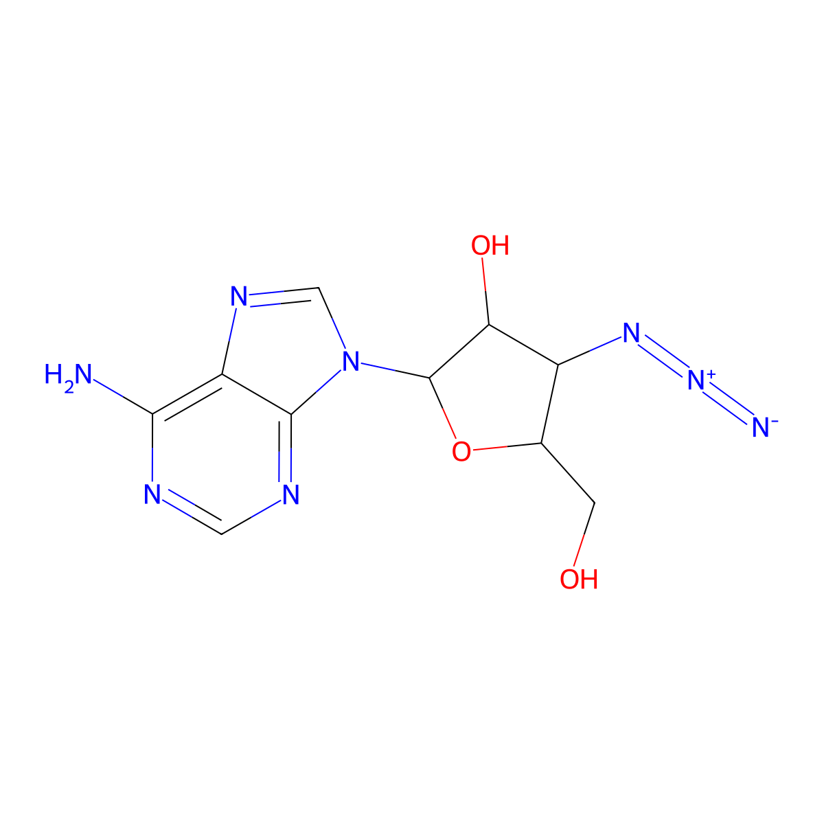 3'-Azido-3'-deoxyadenosine molecular structure, CAS 58699-62-0