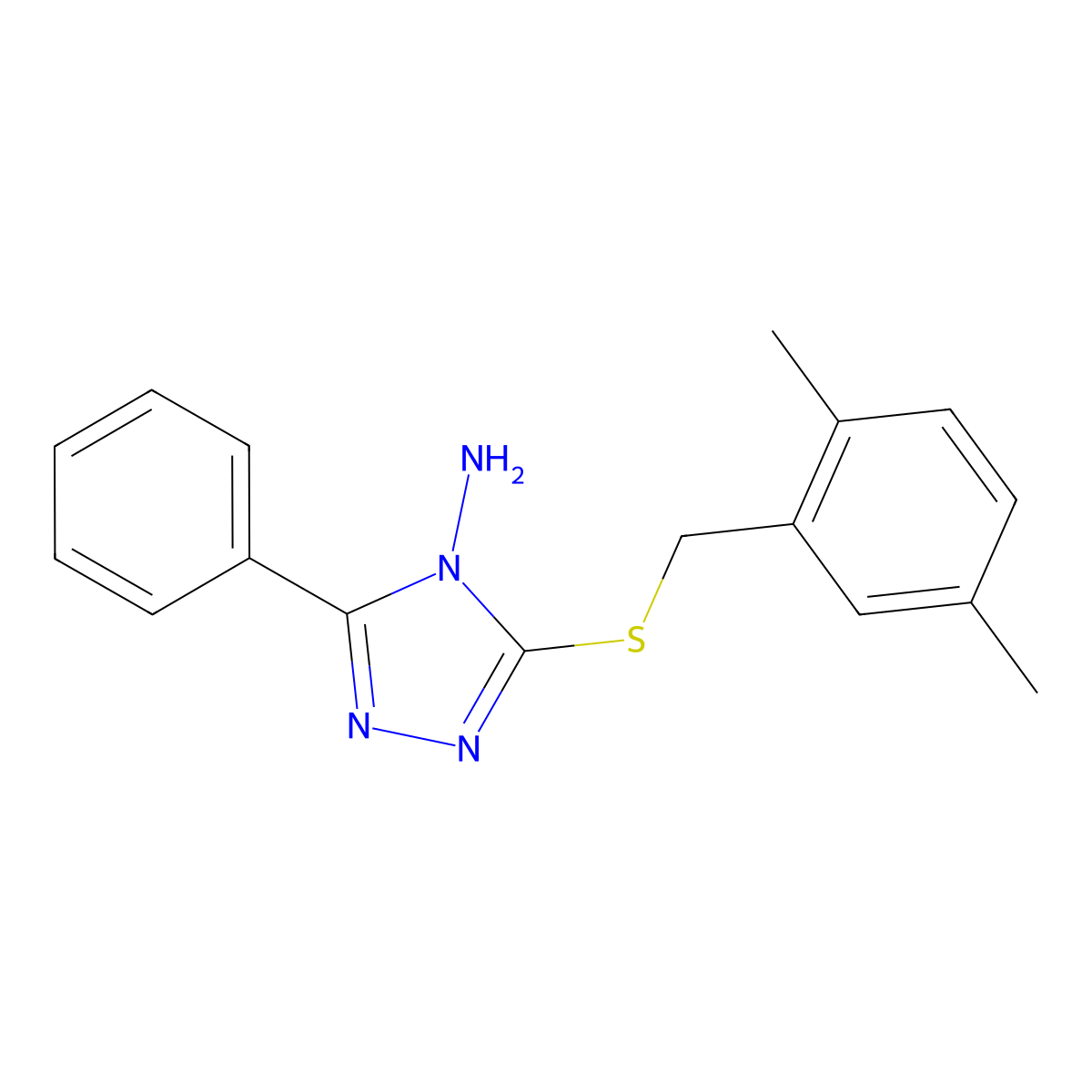 3-[(2,5-Dimethylphenyl)methylthio]-5-phenyl-1,2,4-triazole-4-ylamine molecular structure, CAS 586990-64-9