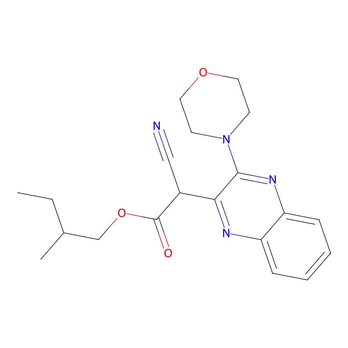 2-Methylbutyl 2-cyano-2-(3-morpholinoquinoxalin-2-yl)acetate molecular structure, CAS 586990-69-4