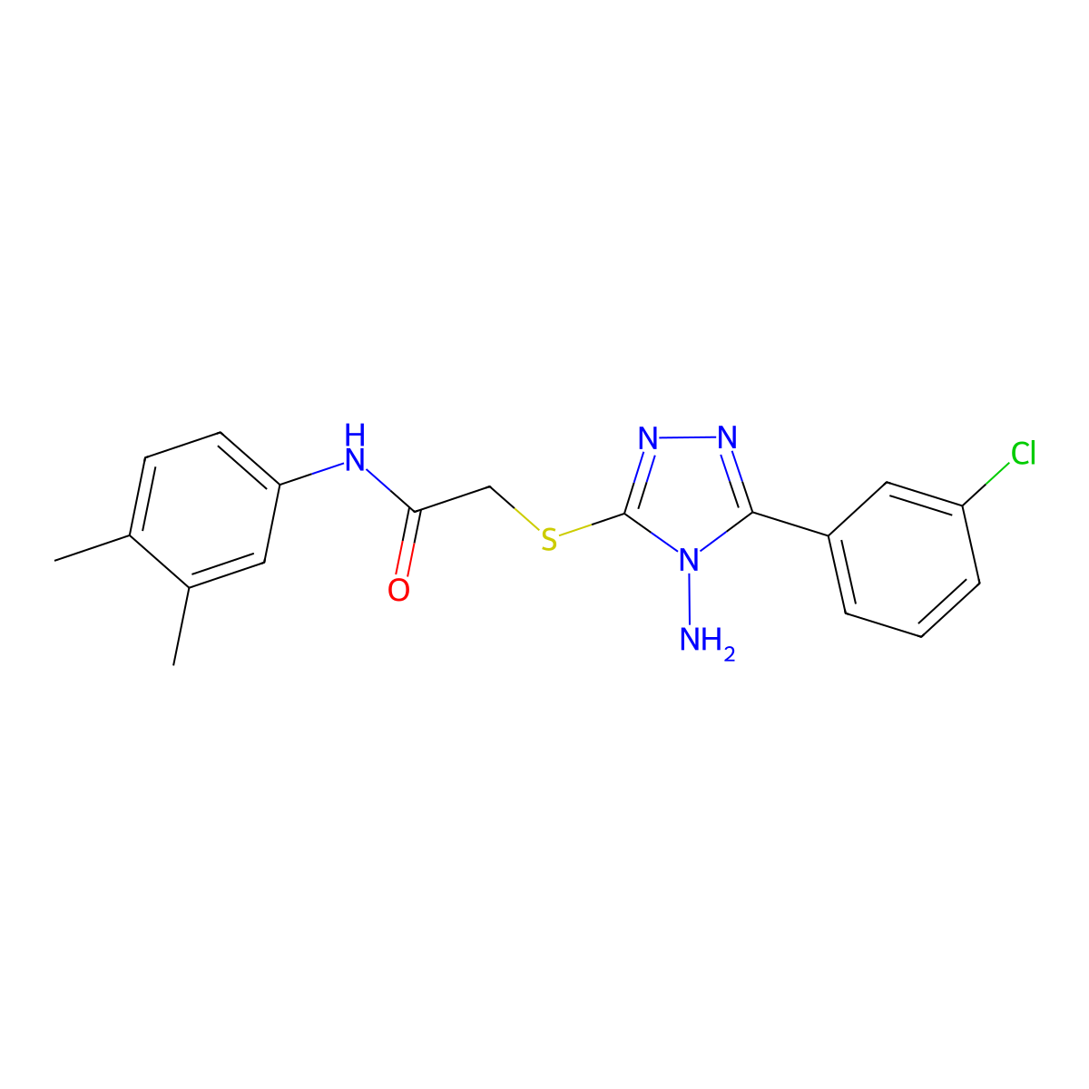2-[4-amino-5-(3-chlorophenyl)(1,2,4-triazol-3-ylthio)]-N-(3,4-dimethylphenyl)a cetamide molecular structure, CAS 586990-71-8