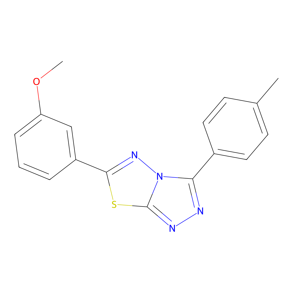 6-(3-Methoxyphenyl)-3-(4-methylphenyl)-[1,2,4]triazolo[3,4-b][1,3,4]thiadiazole molecular structure, CAS 586990-72-9