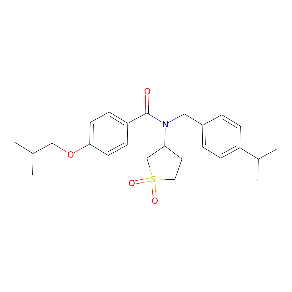 N-(1,1-dioxidotetrahydrothiophen-3-yl)-4-(2-methylpropoxy)-N-[4-(propan-2-yl)benzyl]benzamide molecular structure, CAS 586990-95-6