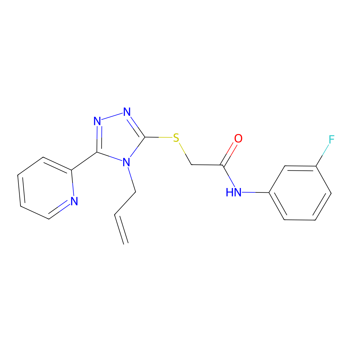 2-((4-Allyl-5-(2-pyridinyl)-4H-1,2,4-triazol-3-YL)thio)-N-(3-F-PH)acetamide molecular structure, CAS 586990-99-0
