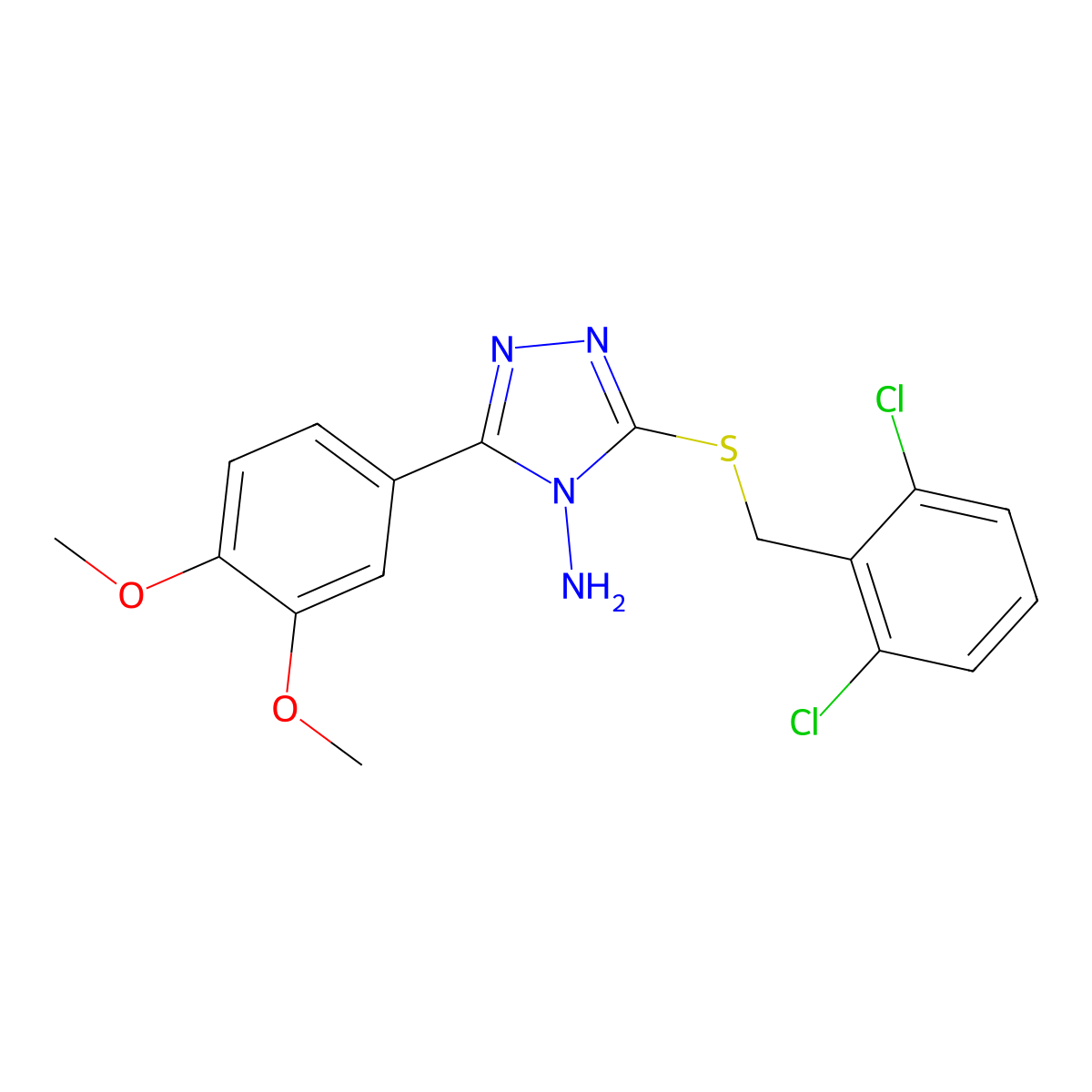 3-[(2,6-Dichlorophenyl)methylthio]-5-(3,4-dimethoxyphenyl)-1,2,4-triazole-4-yl amine molecular structure, CAS 586991-41-5