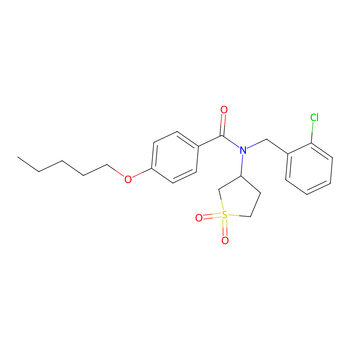 N-(2-chlorobenzyl)-N-(1,1-dioxidotetrahydrothiophen-3-yl)-4-(pentyloxy)benzamide molecular structure, CAS 586991-55-1