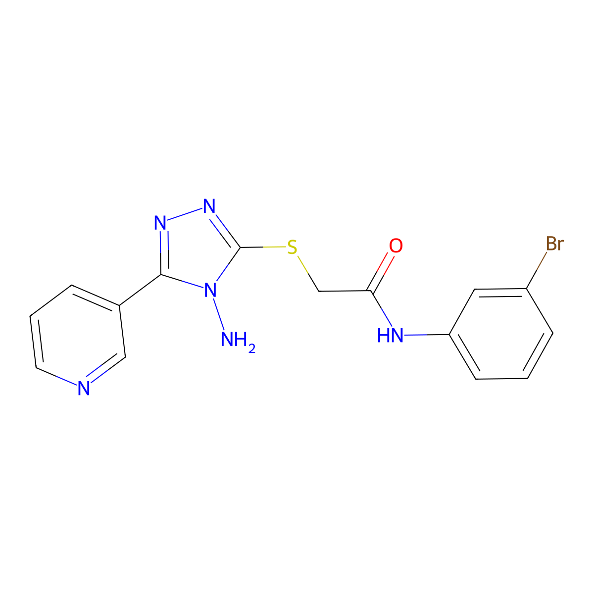 2-(4-amino-5-(3-pyridyl)(1,2,4-triazol-3-ylthio))-N-(3-bromophenyl)acetamide molecular structure, CAS 586991-70-0