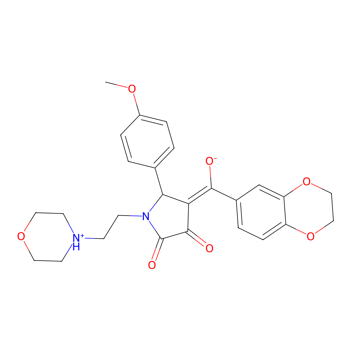 4-(2,3-dihydro-1,4-benzodioxine-6-carbonyl)-3-hydroxy-5-(4-methoxyphenyl)-1-[2-(morpholin-4-yl)ethyl]-2,5-dihydro-1H-pyrrol-2-one molecular structure, CAS 586991-73-3