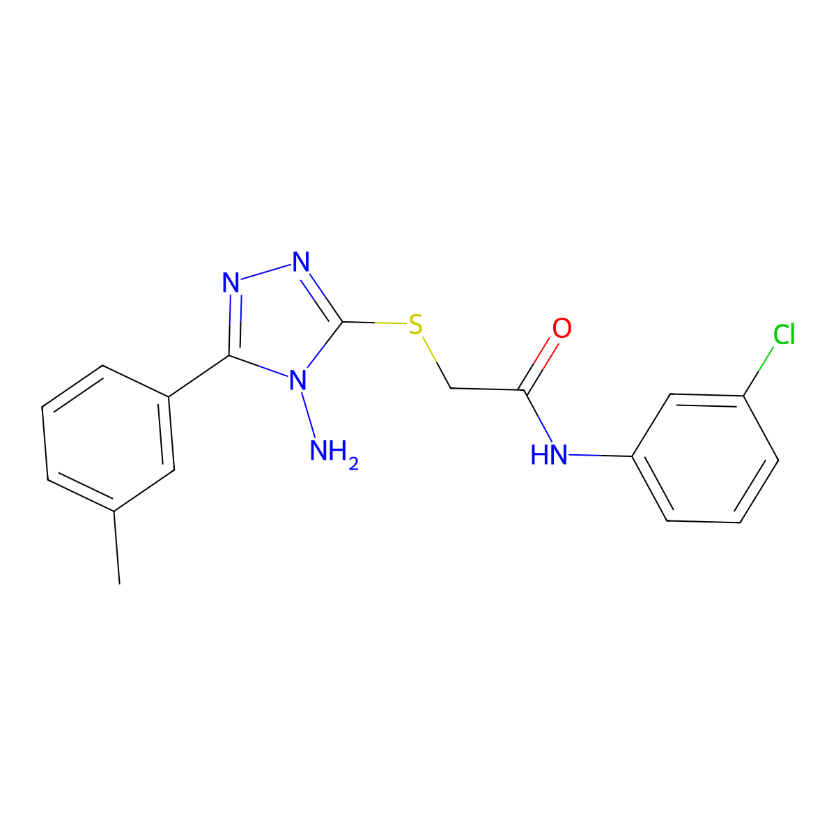 2-((4-amino-5-(m-tolyl)-4H-1,2,4-triazol-3-yl)thio)-N-(3-chlorophenyl)acetamide molecular structure, CAS 586992-13-4
