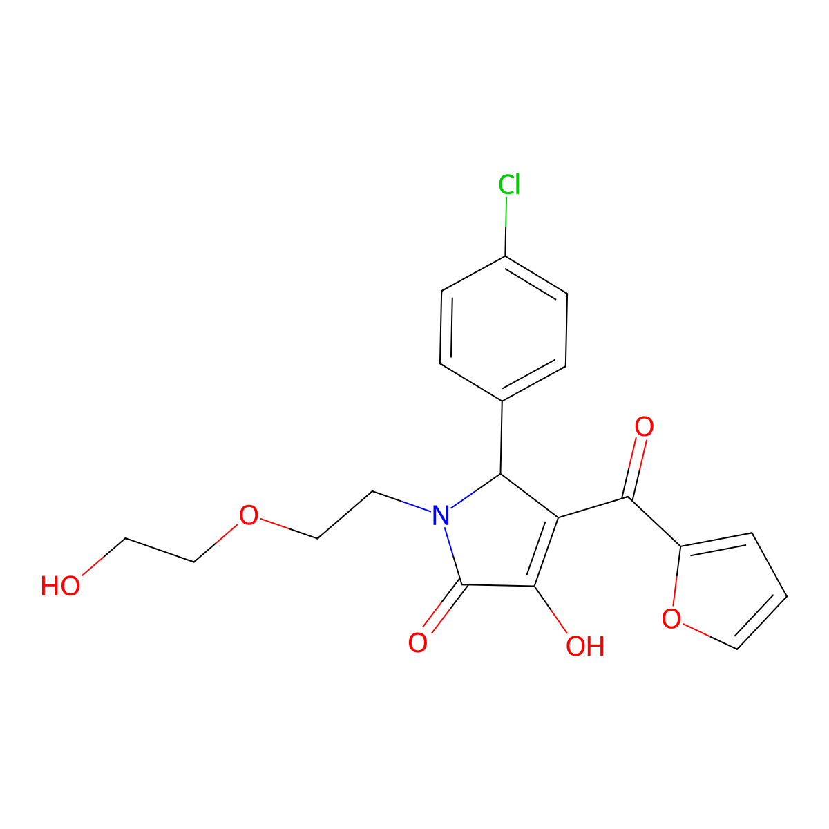 2-(4-chlorophenyl)-3-(furan-2-carbonyl)-4-hydroxy-1-[2-(2-hydroxyethoxy)ethyl]-2H-pyrrol-5-one molecular structure, CAS 586992-38-3