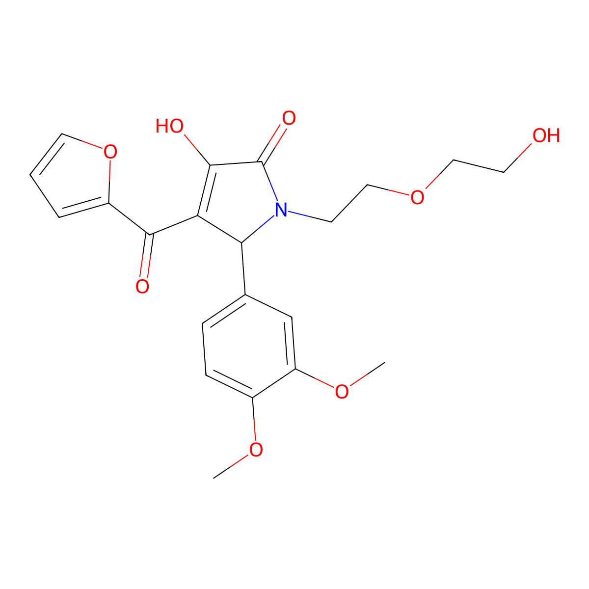 2-(3,4-dimethoxyphenyl)-3-(furan-2-carbonyl)-4-hydroxy-1-[2-(2-hydroxyethoxy)ethyl]-2H-pyrrol-5-one molecular structure, CAS 586992-39-4